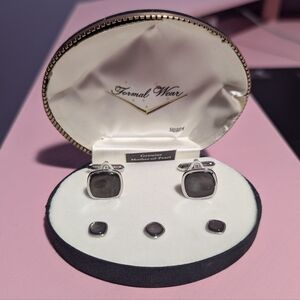 Vintage Art Deco Swank Mother of Pearl Cufflinks and Stud Set